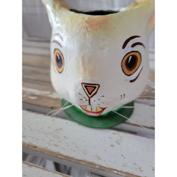 Dept 56 rabbit Easter paper mache bucket trick or treat spring home decor - Picture 2 of 9